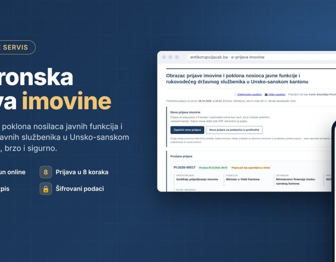 Ured za borbu protiv korupcije USK pustio u rad elektronski servis za prijavu imovine